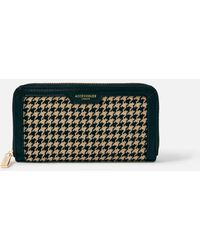 Accessorize Large Dogtooth Zip Around Purse - Green