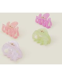 Accessorize - Women's Pink/purple/green 4-pack Marble Claw Clips - Lyst