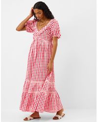 Accessorize - Maxi Short Sleeve Cotton Gingham Print Puff Dress - Lyst