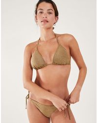 Accessorize - Women's Gold Shimmer Triangle Bikini Top - Lyst