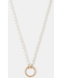 Accessorize - Pearl Beaded Charm Necklace - Lyst