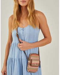Accessorize - Stripe Raffia Cross-Body Phone Bag - Lyst