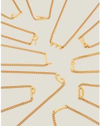 Accessorize - Women's 14ct Gold Plated Elegant Brass East West Initial Necklace - Lyst