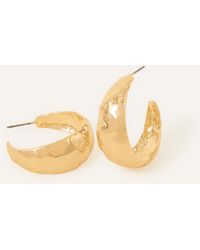 Accessorize - Women's Gold Chunky Hammered Metal Hoops - Lyst