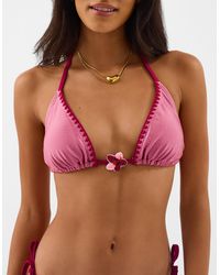 Accessorize - Whipstitch Triangle Bikini Top - Lyst