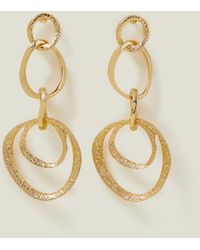 Accessorize - Women's Gold Triple Drop Earrings - Lyst