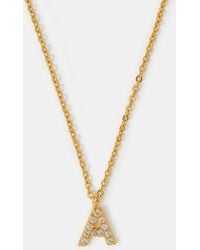 Accessorize - 14Ct-Plated Stone Initial Pendant Necklace - Lyst