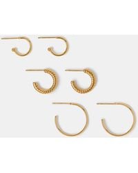 Accessorize - 3-Pack Stainless Steel Mix Hoop Earrings - Lyst