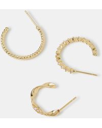 Accessorize - 3-Pack 14Ct-Plated Twist Hoop Earrings - Lyst