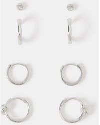 Accessorize - 4-Pack Sterling-Plated Knot Stud & Hoop Earrings - Lyst