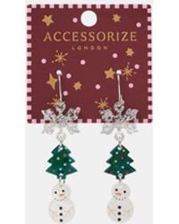 Accessorize - Christmas Triple Drop Earrings - Lyst