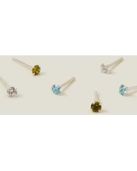 Accessorize - Women's 3-pack Sterling Silver-plated Sparkle Stud Earrings - Lyst
