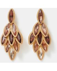 Accessorize - Ombré Cascading Gemstone Feather Drop Earrings - Lyst