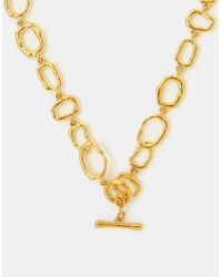 Accessorize - Stainless Steel Molten Link T-Bar Necklace - Lyst