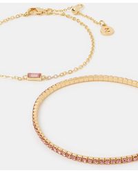 Accessorize - 2-Pack 14Ct-Plated Gemstone Bracelets - Lyst