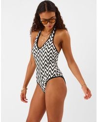 Accessorize - Mono Crochet Plunge Swimsuit - Lyst