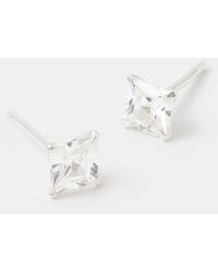 Accessorize - Sterling Princess Cut Stud Earrings - Lyst
