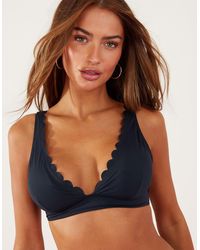 Accessorize - Scallop Trim High Apex Bikini Top - Lyst