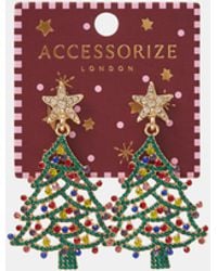 Accessorize - Embellished Christmas Tree Drop Earrings - Lyst