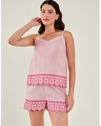 Accessorize - Women's Embroidered Stripe Pyjama Set Pink - Lyst