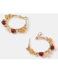 Accessorize - Stone Bead Hoop Earrings - Lyst