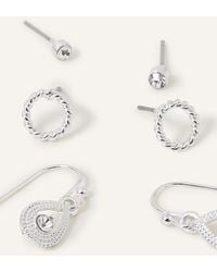 Accessorize - Crystal Drop Earrings Set Of Three - Lyst