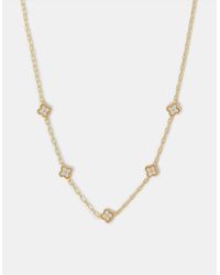 Accessorize - 14Ct-Plated Mother Of Pearl Clover Station Necklace - Lyst