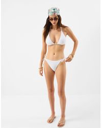 Accessorize - Crinkle Texture Bead Tie Side Bikini Bottoms - Lyst