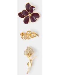 Accessorize - 3-Pack Winter Flower Brooch Set - Lyst