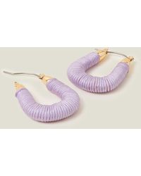 Accessorize - Women's Gold/purple Wrapped Hoop Earrings - Lyst