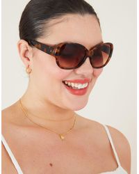 Accessorize - Women's Gold Wide Arm Tortoiseshell Square Sunglasses - Lyst