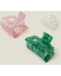 Accessorize - Women's Green 3-pack Marble Claw Clips - Lyst