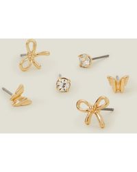 Accessorize - 3-Pack Butterfly Bow Stud Earrings - Lyst