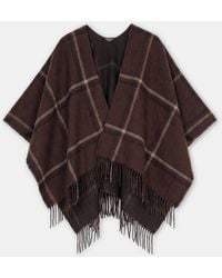 Accessorize - Check Print Knit Poncho, & Cream - Lyst