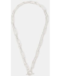 Accessorize - Sterling-Plated Molten Link T-Bar Necklace - Lyst