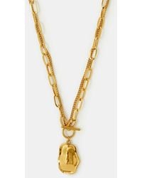 Accessorize - Stainless Steel Nugget Charm T-Bar Necklace - Lyst