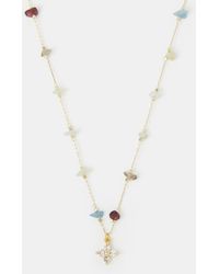Accessorize - 14Ct-Plated Semi-Precious Station Pendant Necklace - Lyst