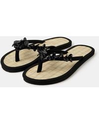 Accessorize - Sequin Embellished Seagrass Flip Flops - Lyst