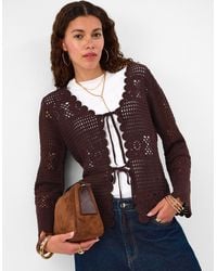 Accessorize - Cotton Crochet Tie Front Cardigan - Lyst