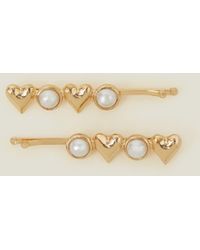 Accessorize - 2-Pack Heart Pearl Hair Slides - Lyst