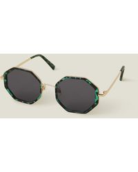 Accessorize - Tortoiseshell Hexagon Sunglasses - Lyst