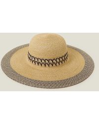 Accessorize - Patterned Trim Floppy Straw Sun Hat - Lyst