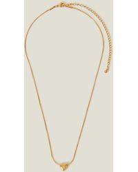 Accessorize - 14Ct-Plated Stainless Steel Initial Heart Necklace - Lyst