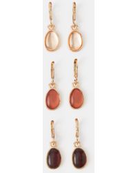 Accessorize - 3-Pack Stone Drop Hoop Earrings - Lyst