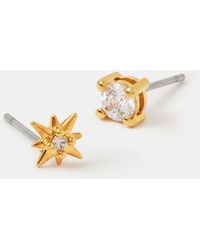 Accessorize - 2-Pack 14Ct-Plated Stone Star Stud Earrings - Lyst