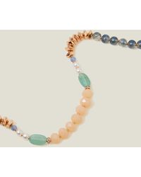 Accessorize - Women's Blue And Gold Long Beaded Necklace - Lyst