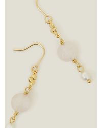Accessorize - Women's 14ct Gold-plated Stone Pearl Drop Earrings - Lyst