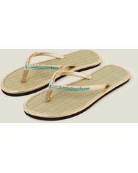 Accessorize - Women's Pastel Multi Beaded Seagrass Footbed Flip Flops - Lyst