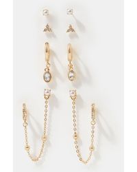 Accessorize - 4-Pack Stone Stud & Chain Hoop Earrings - Lyst