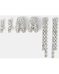 Accessorize - 3-Pack Sparkle Drop & Hoop Earrings - Lyst